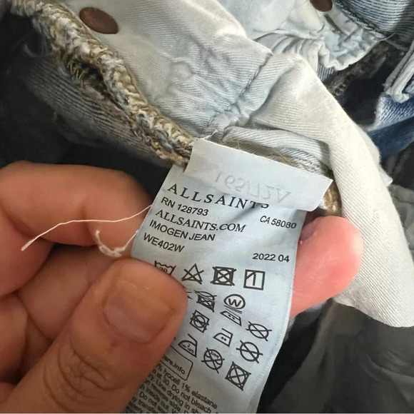 All Saints Imogen Acid Wash Straight Slim Leg High Rise Jeans Size 29 - Picture 8 of 9